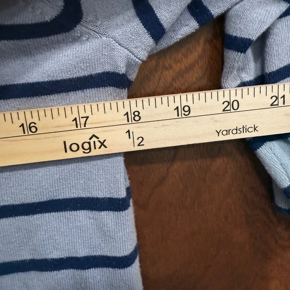 Eddie Bauer Striped Crew Neck Sweater Cotton‎ Blend 3/4 Sleeve Top Large